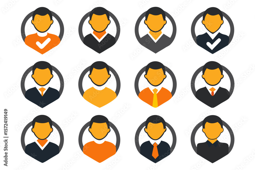 Poster comprehensive collection of profile verification symbols and elements featuring a variety of authent