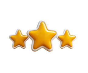 Glossy Gold Star Emblems Symbol of Excellence Achievement and Top Ranking on transparent background