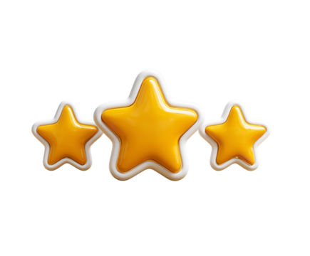 Glossy Gold Star Emblems Symbol of Excellence Achievement and Top Ranking on transparent background