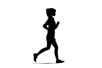 Silhouette of a woman in motion, running for fitness and a healthy lifestyle.