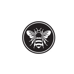 Obraz premium Honeybee black and white silhouette icon