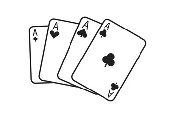 playing card vector icons. Gambling game. Four card. Black outline