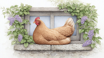 Rustic Chicken by the Window