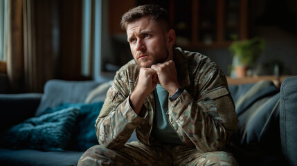 Veteran Reflecting Military Service and Mental Health Awareness