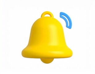 notification bell 3d rendering isolated on white background cartoon plastic style icon