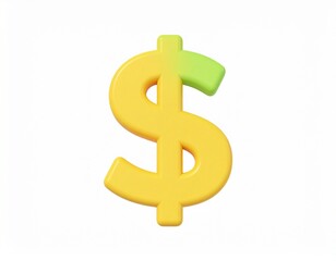 dollar 3d rendering isolated on white background cartoon plastic style icon