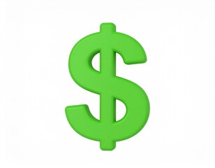 dollar 3d rendering isolated on white background cartoon plastic style icon