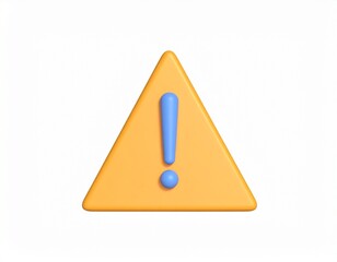 warning sign 3d rendering isolated on white background cartoon plastic style icon