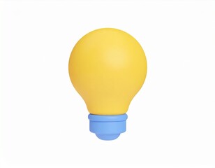lamp idea 3d rendering isolated on white background cartoon plastic style icon