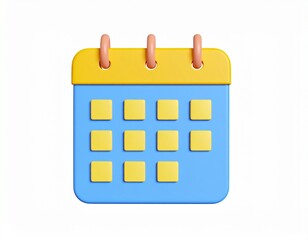 calendar 3d rendering isolated on white background cartoon plastic style icon