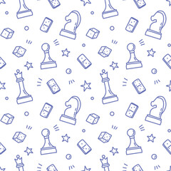 vector seamless pattern with board game elements