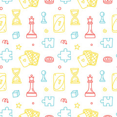 vector seamless pattern with board game elements