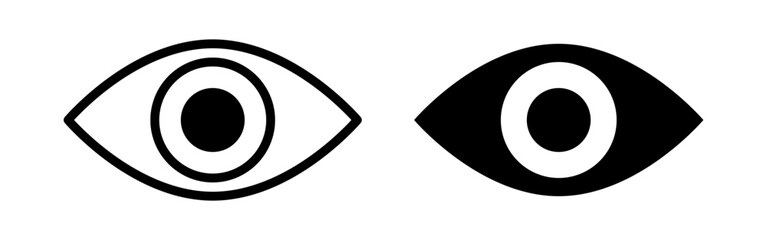 Vector isolated Eyes icon set in black outline and fill