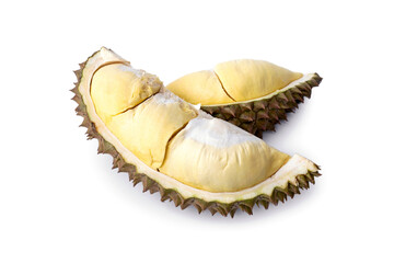 The King of Fruits from Thailand. Peeled fresh durian reveals delicious flesh ripe and just right...