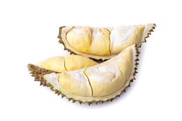 The King of Fruits from Thailand. Peeled fresh durian reveals delicious flesh ripe and just right...