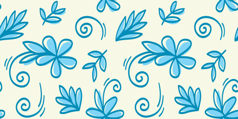 Hand drawn simple abstract flowers print. Trendy collage outline  pattern. Fashionable template for fabric design.