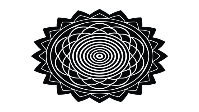 black and white mandala design on white clip art preview