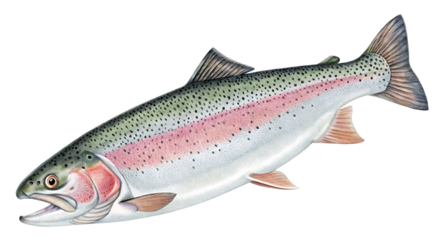 Loimulohi, a traditional method of preparing salmon, isolated on a white background PNG. AI GENERATED.
