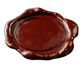 Luxurious red wax seal emblem sealing documents invitations with vintage on transparent background