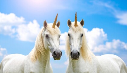 white horse on a blue sky background