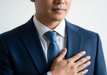 business man with hand on chin