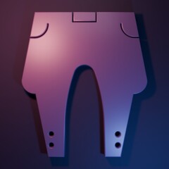 Purple Pants icon isolated on purple-blue background. Minimalism concept. 3D render illustration