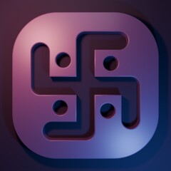 Purple Jainism icon isolated on purple-blue background. Minimalism concept. 3D render illustration