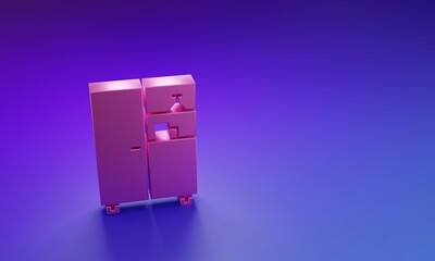Pink Medicine cabinet icon isolated on purple-blue background. Minimalism concept. 3D render illustration