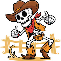 Dabbing Skeleton Cowboy