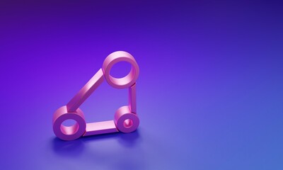 Pink Timing belt kit icon isolated on purple-blue background. Minimalism concept. 3D render illustration