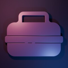 Purple Cooking pot icon isolated on purple-blue background. Boil or stew food symbol. Minimalism concept. 3D render illustration