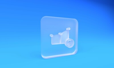 Frosted glass Financial growth icon isolated on blue background. Increasing revenue. Square frosted glass button. 3D render illustration