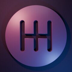 Purple Gear shifter icon isolated on purple-blue background. Transmission icon. Minimalism concept. 3D render illustration