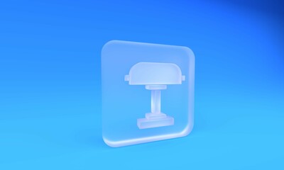 Fototapeta premium Frosted glass Table lamp icon isolated on blue background. Desk lamp. Square frosted glass button. 3D render illustration