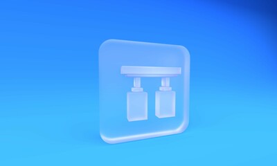 Frosted glass Led track lights and lamps with spotlights icon isolated on blue background. Square...