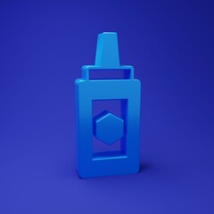 Blue Jar of honey icon isolated on blue background. Food bank. Sweet natural food symbol. Minimalism concept. 3D render illustration
