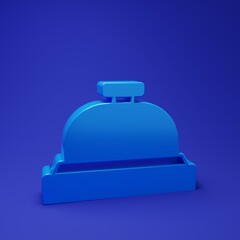 Blue Hotel service bell icon isolated on blue background. Reception bell. Minimalism concept. 3D render illustration