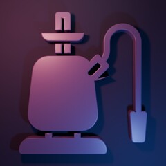 Purple Hookah icon isolated on purple-blue background. Minimalism concept. 3D render illustration
