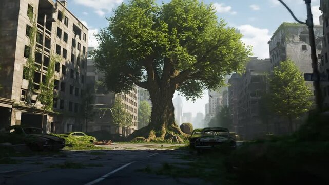 Abandoned city retaken by nature