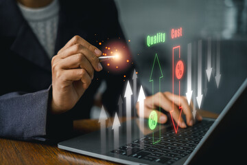 Visual representation of cost reduction strategies using digital tools and analytics in a corporate...