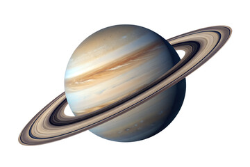 Detailed view of Saturn with its iconic rings isolated on transparent background