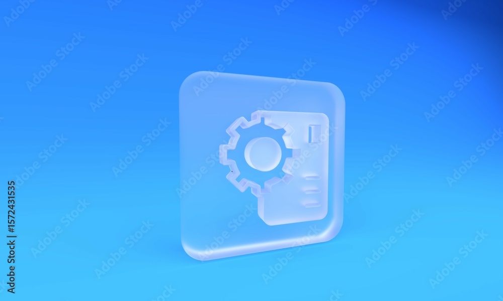 Fototapete frosted glass neural network icon isolated on blue background. artificial intelligence ai. square fr