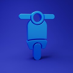 Blue Scooter icon isolated on blue background. Minimalism concept. 3D render illustration