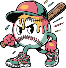 Melting Baseball Dripping Pastel Pattern