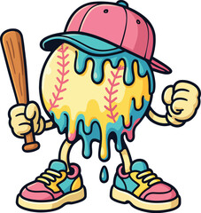 Melting Baseball Dripping Pastel Pattern