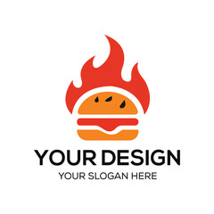 Burger Flame Vector Logo with white background