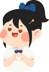 Kid student making a heart shape with hands