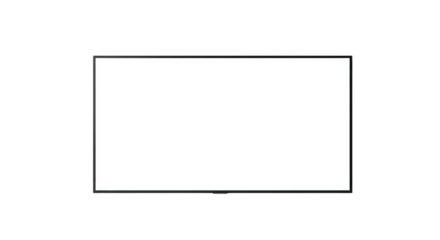 Modern flat screen television display with a bright white blank screen isolated on transparent background