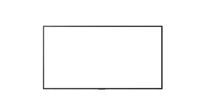 Modern flat screen television display with a bright white blank screen isolated on transparent background