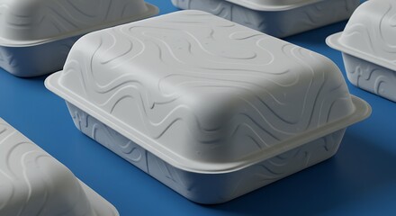 Clean Modern White Disposable Food Container Box Mockup Packaging